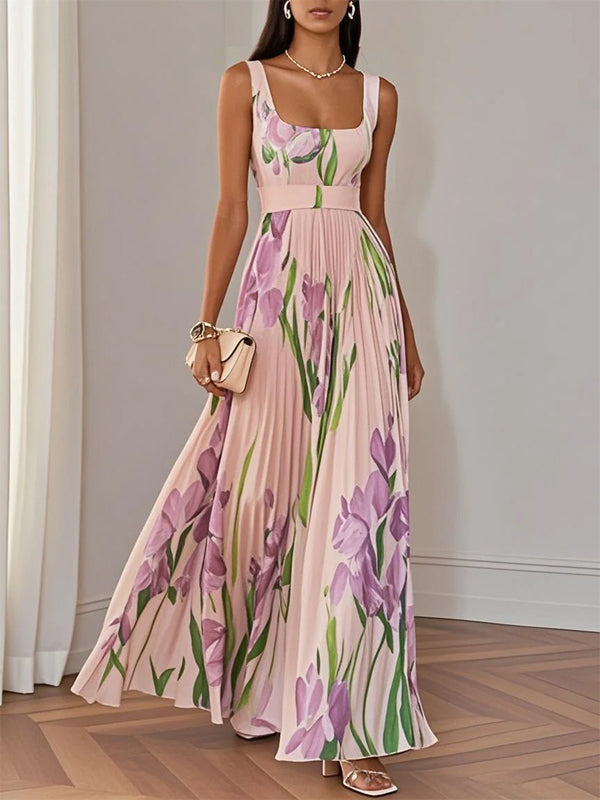 Suspender Print Maxi Dress