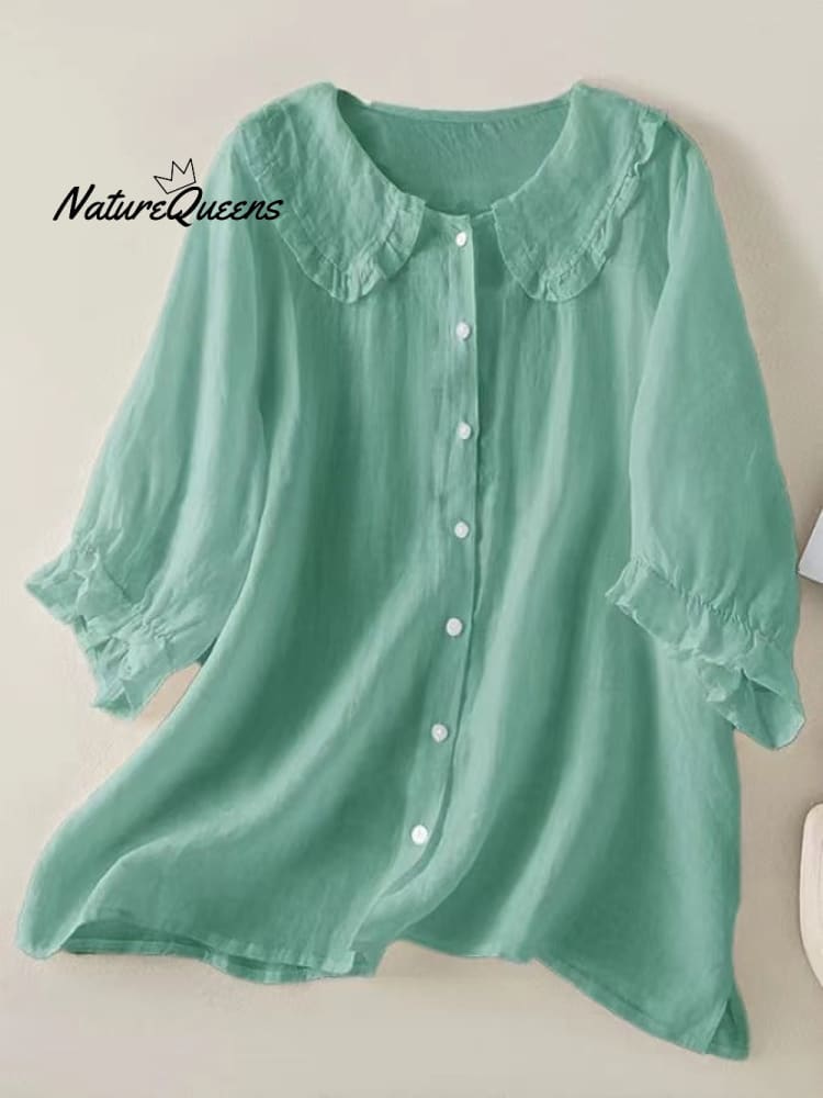 Women‘s Peter Pan Collar Cotton Shirt