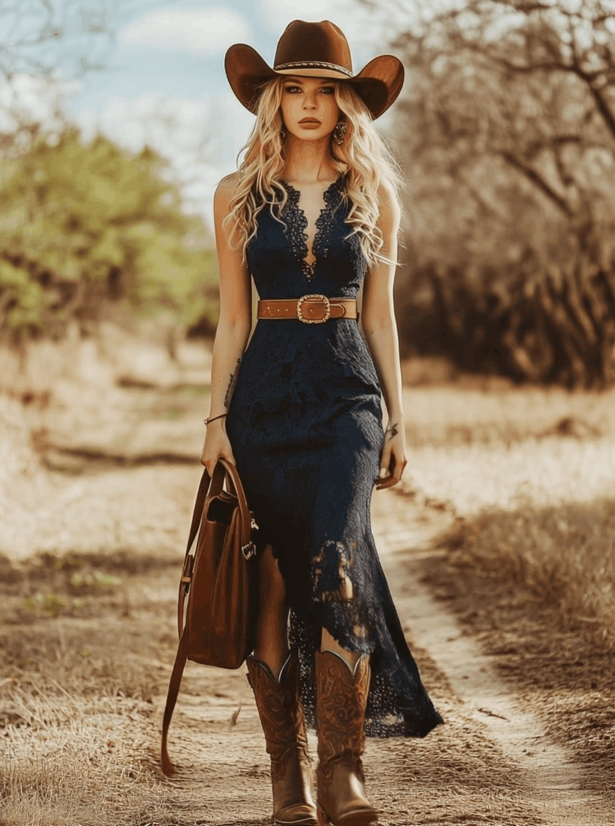 [24-hour shipping out]Vintage Bohemian Blue Lace Sleeveless Midi Dress