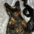 Women's Black and Orange Dress