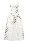 Polka Dot A Line Midi Dress Ivory