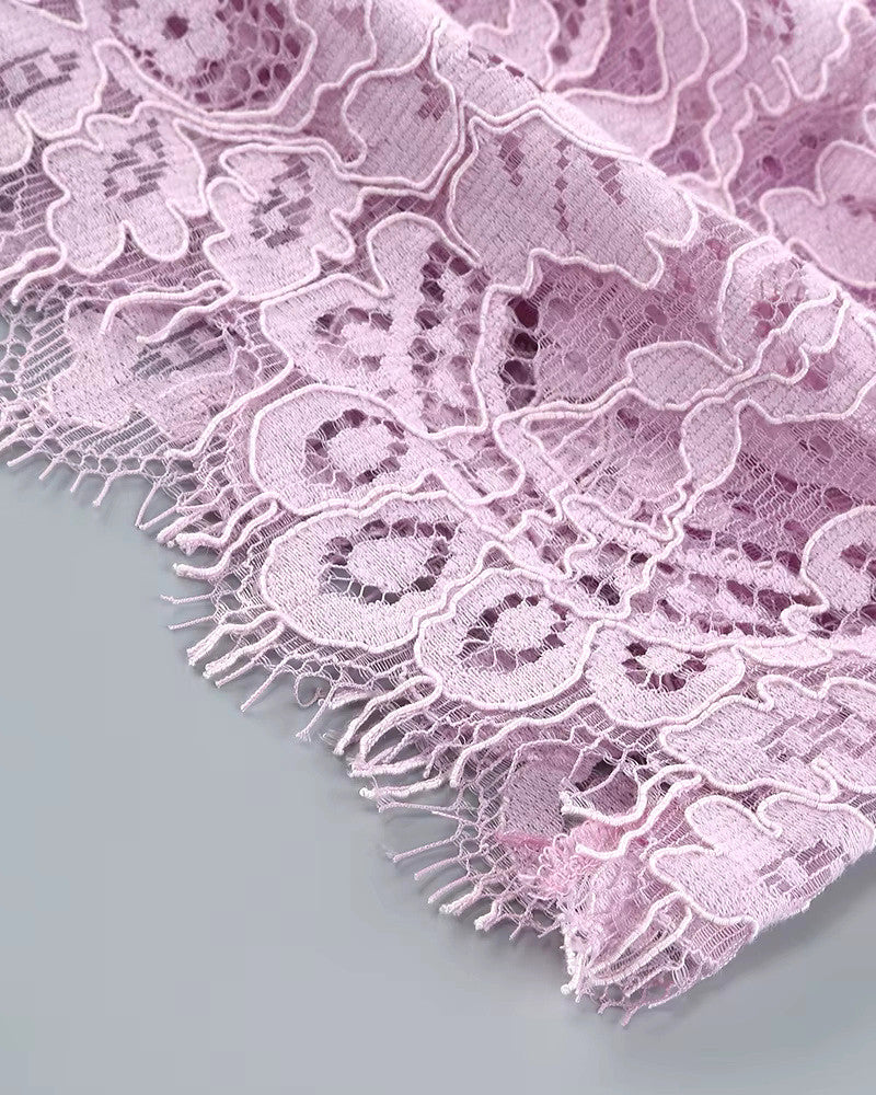 Strapless Lace Corset Dress Lavender Pink