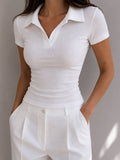 Casual & Cozy Polo-collar Knit Top