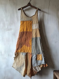 Vintage Patchwork Linen Blend Dress fd63