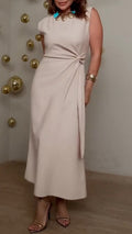 Women's Round Neck Fitted Waist Elegant Dress