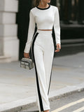 White Cropped Top & Wide-Leg Pants Set