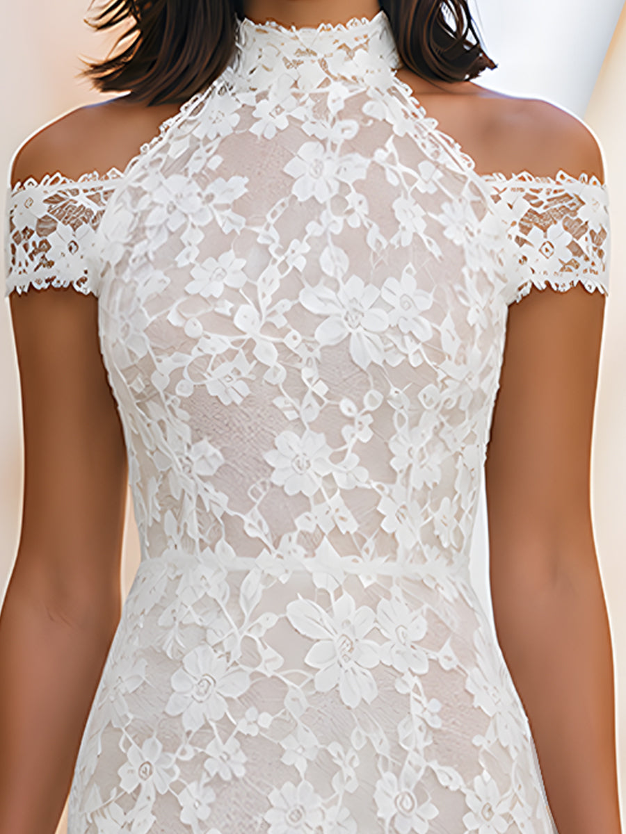 Floral Lace Cold-Shoulder Mini Dress