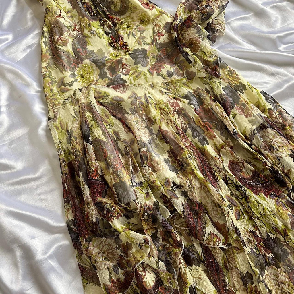 Women's Green and Brown Dress