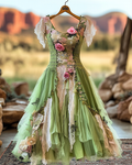 Summer Vintage Irregular Lace Patchwork Dress c3c4