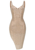 Embellished Backless Midi Dress Nude