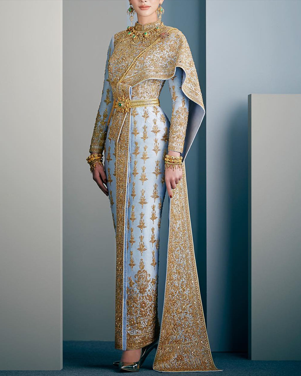Women's Long Sleeve Embroidered Dress