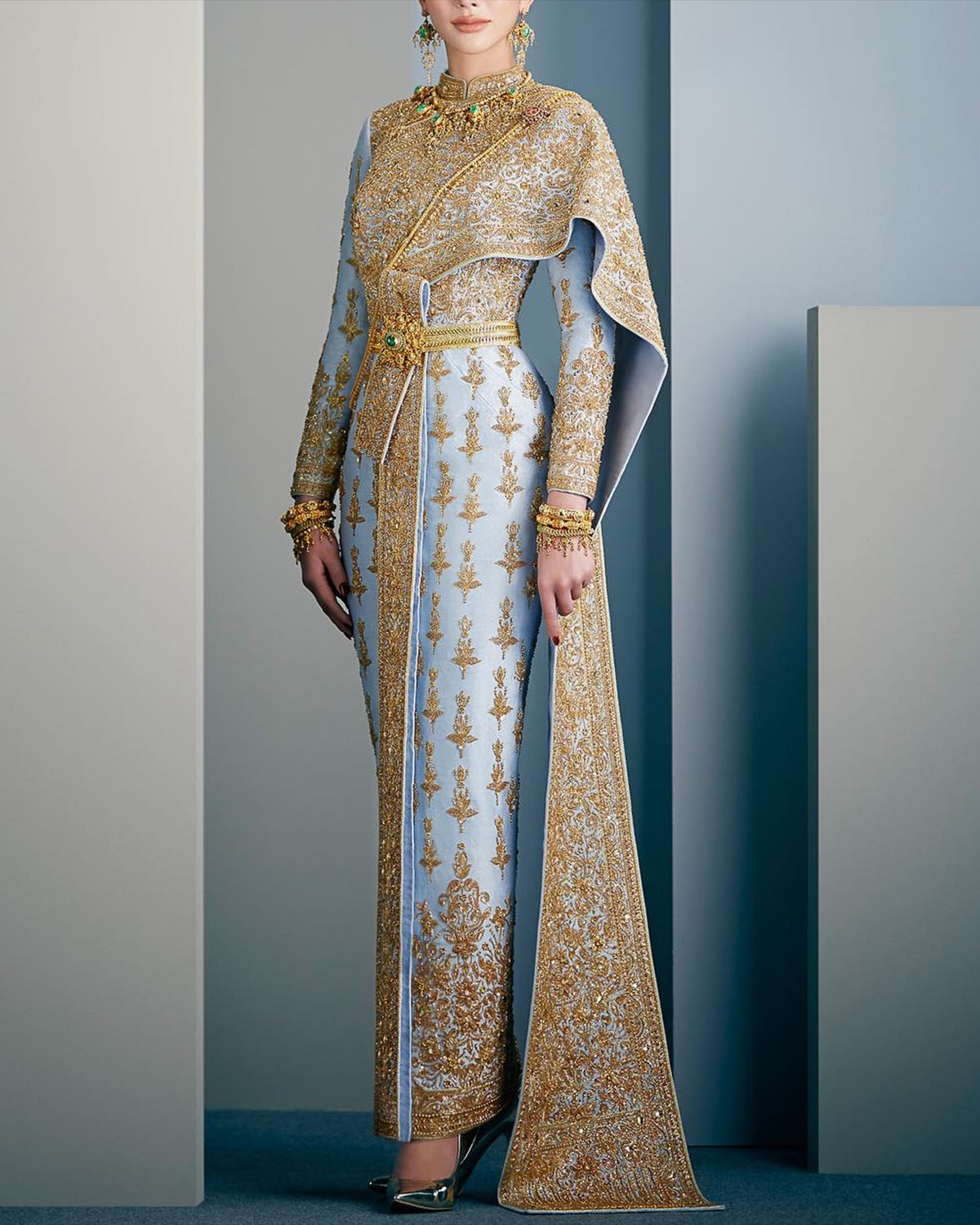Women's Long Sleeve Embroidered Dress