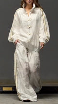 Women's Lapel Suit with Embroidery and Button-Knot Design