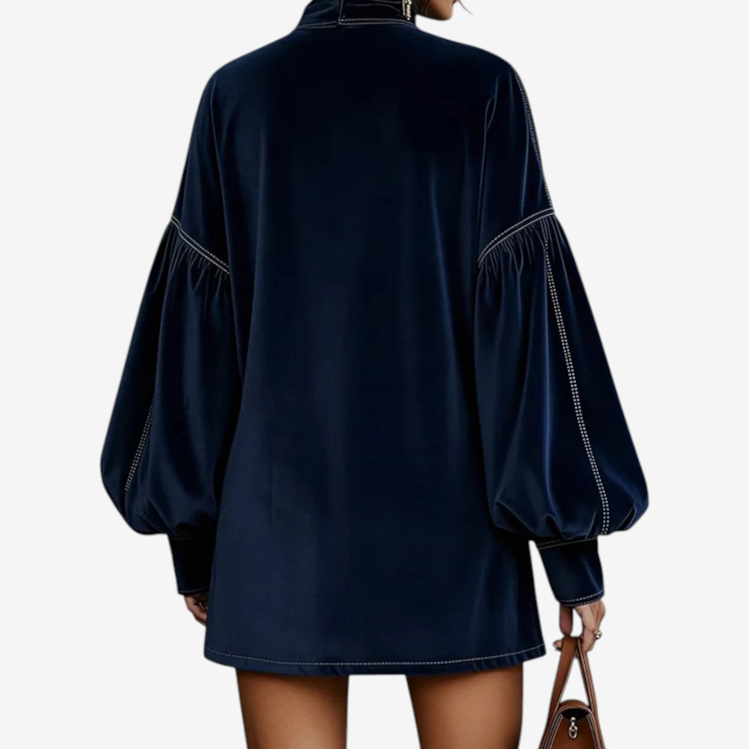 Velvet Bow-Neck Mini Dress