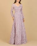 Women's V Neck Long Sleeve Embroidered Dress