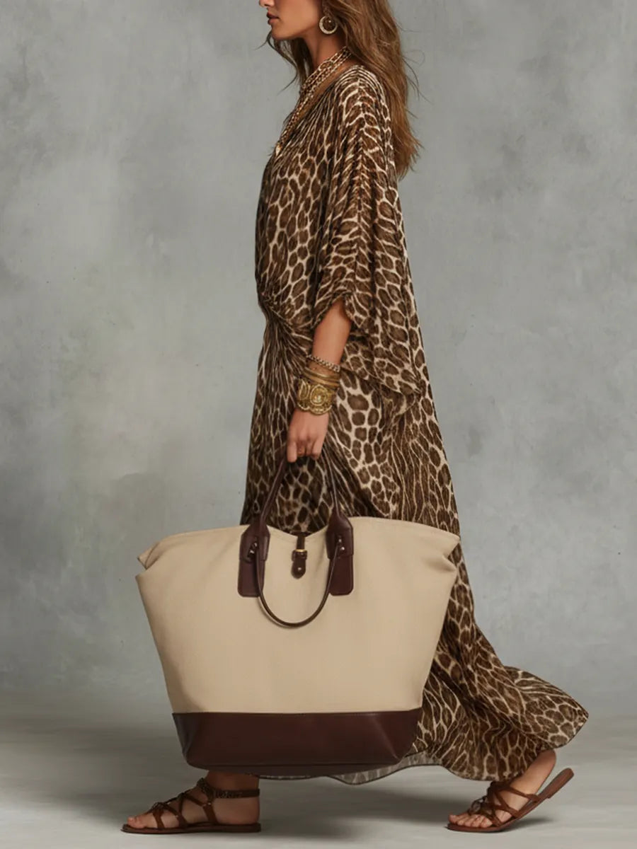 Elevated Leopard Print Twist-Front Maxi Dress
