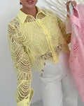 Beaded Lace Cropped Blouse
