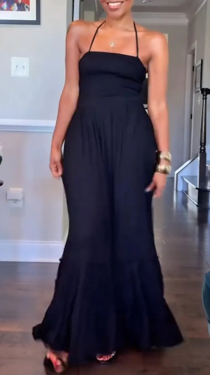 Halter Neck Tiered Maxi Dress