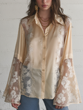 Delicate Champagne Lace Panel Shirt