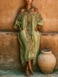 Women's Hippie-style Retro Print Casual Cotton-linen Maxi Dress