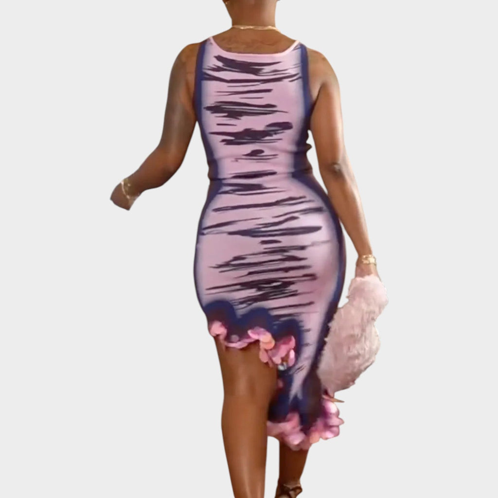 Abstract Edge Bodycon Midi Dress