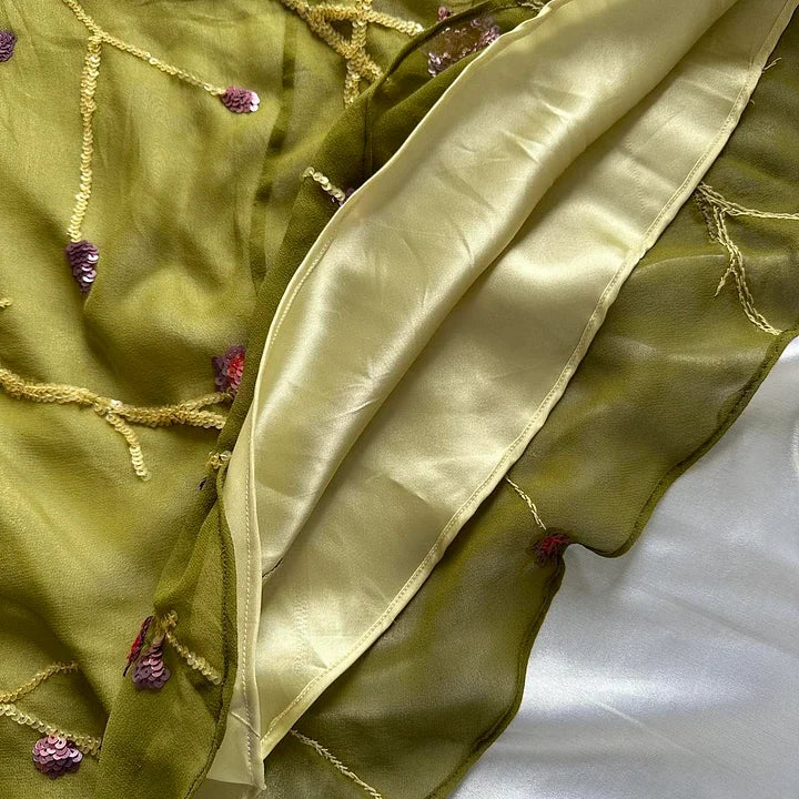 Yellow Green gorgeous exquisite vintage embroidered spaetti strap long ball gown prom dress evening gown