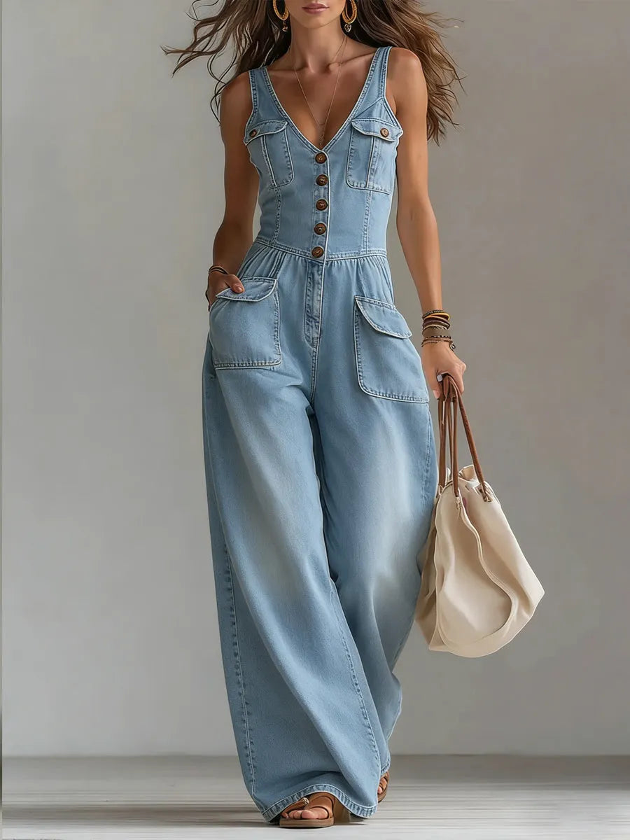 Women's Casual Denim Jumpsuit