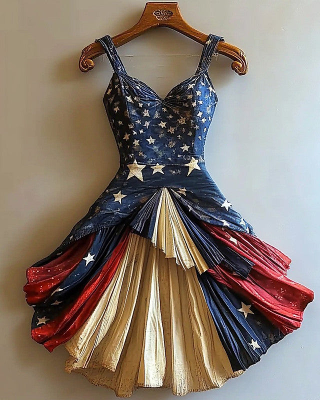 Independence Day themed print gilded dress 0e75