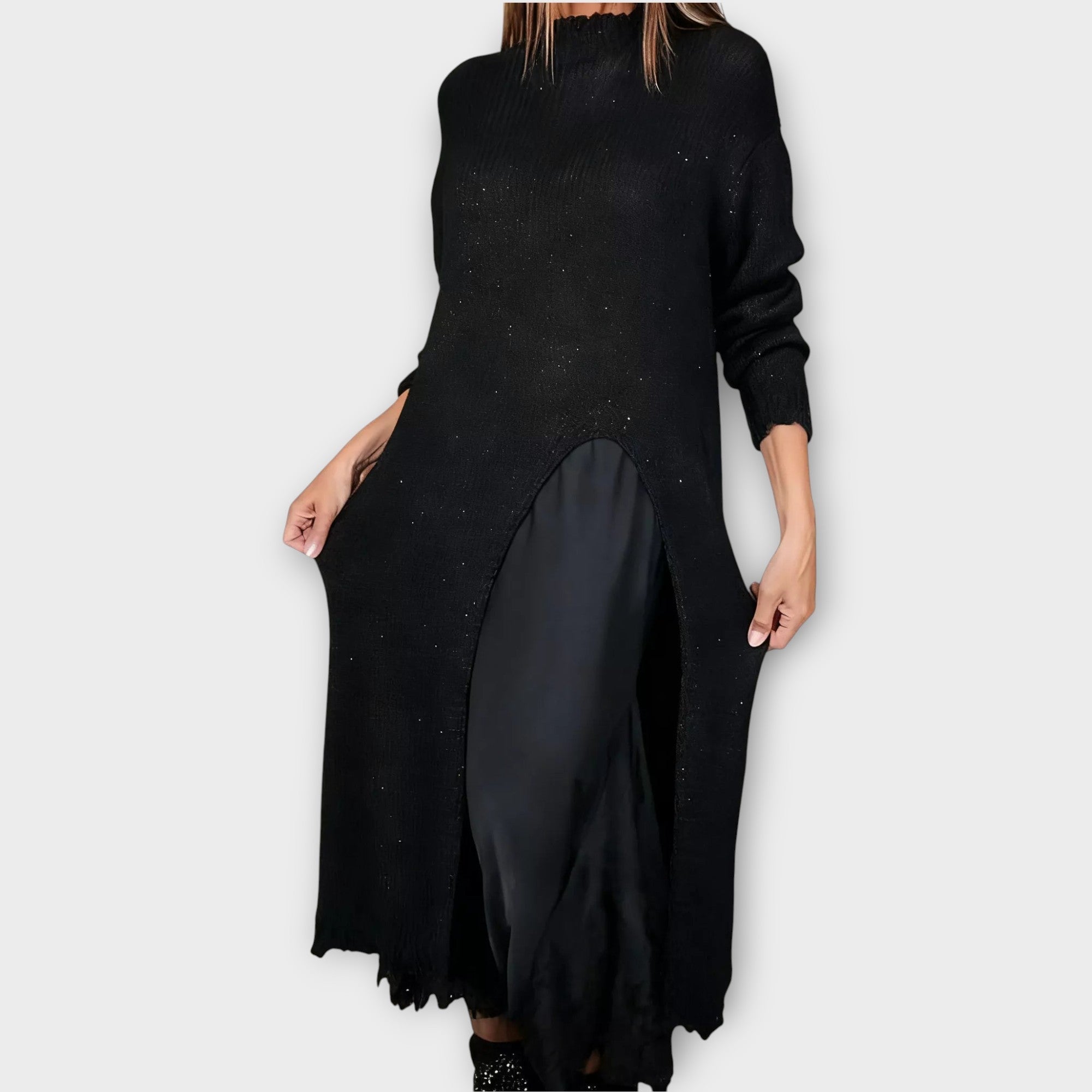 Elegant Knit Maxi Dress with Side Slit