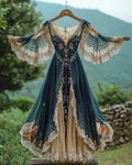 Summer Holiday Ruffle Lace Contrast Maxi Dress a263