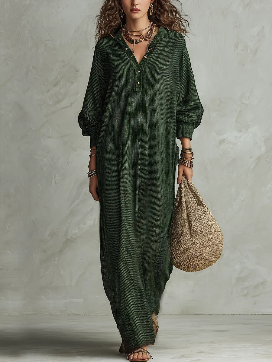 Bohemian Emerald Textured Long Dress