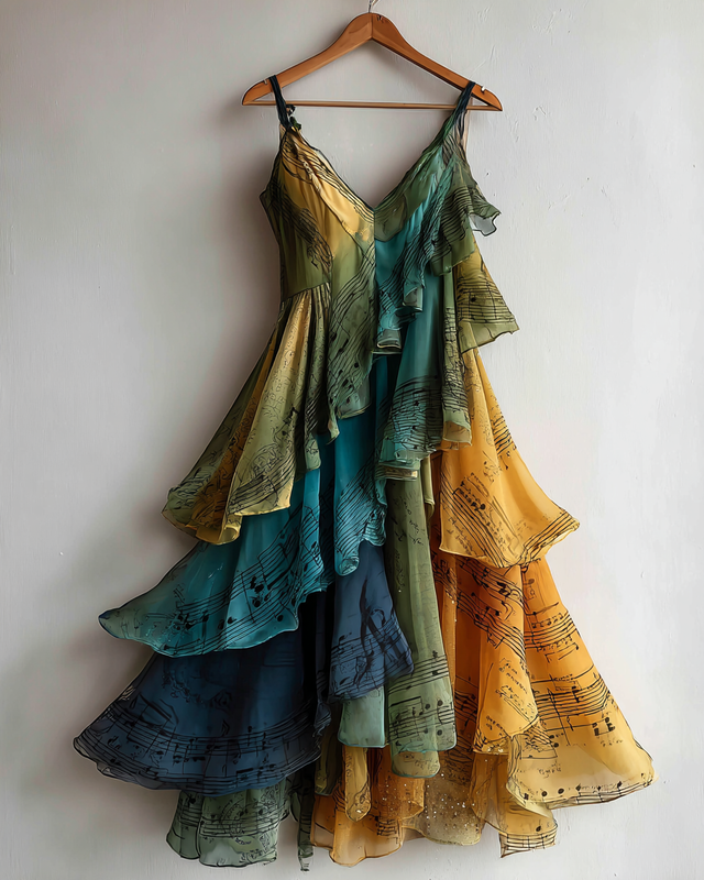 Summer casual music theme fashion design dress 0248