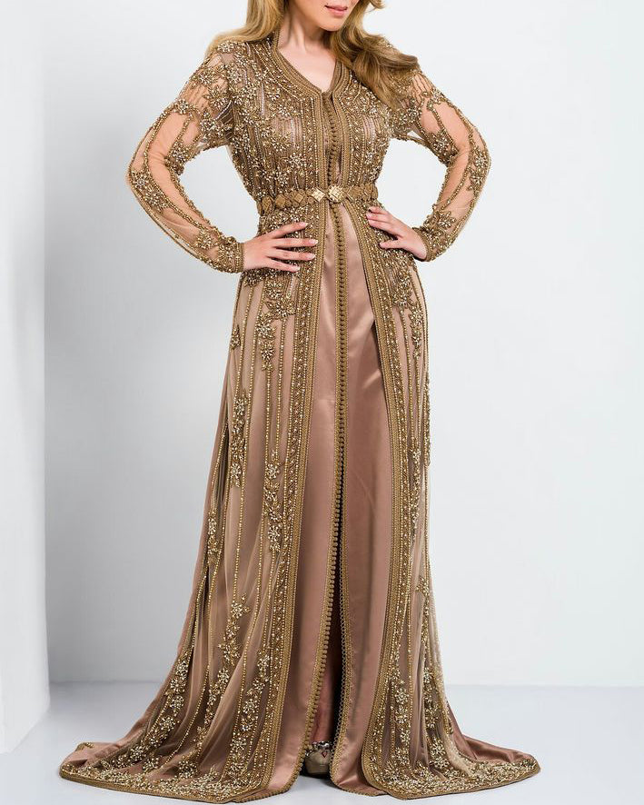V-neck robe dress