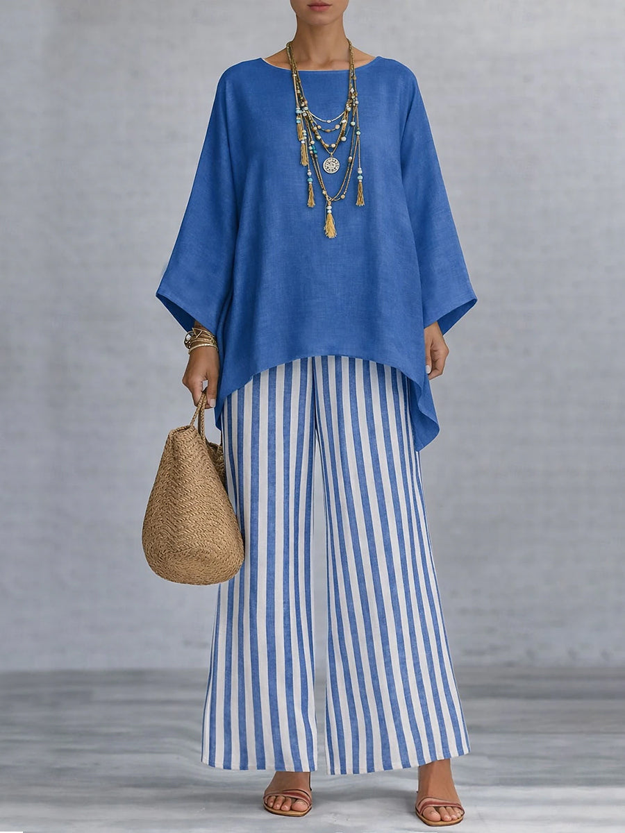 Women's Striped Casual Two-Piece Set
