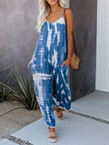 Casual Artistic-print Linen And Cotton Jumpsuit