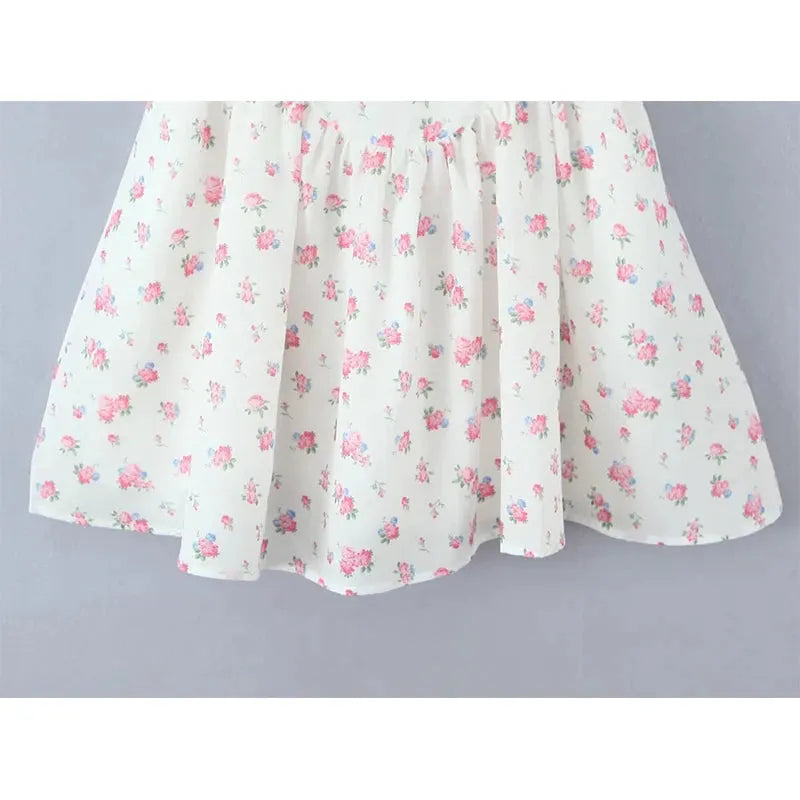 Lorina White Floral Corset Mini Dress – Sweetheart Babydoll Summer Sundress with Tie Straps
