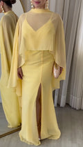 Sheer Shawl With Slit Strap Maxi Dress Set