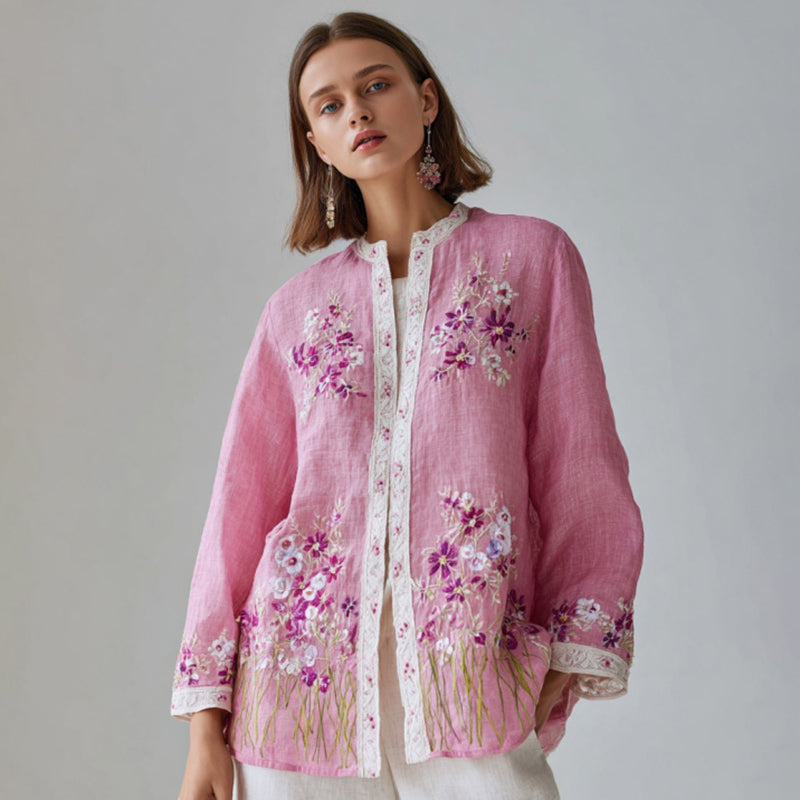Women's Floral Pattern Casual Long-sleeved Shirt