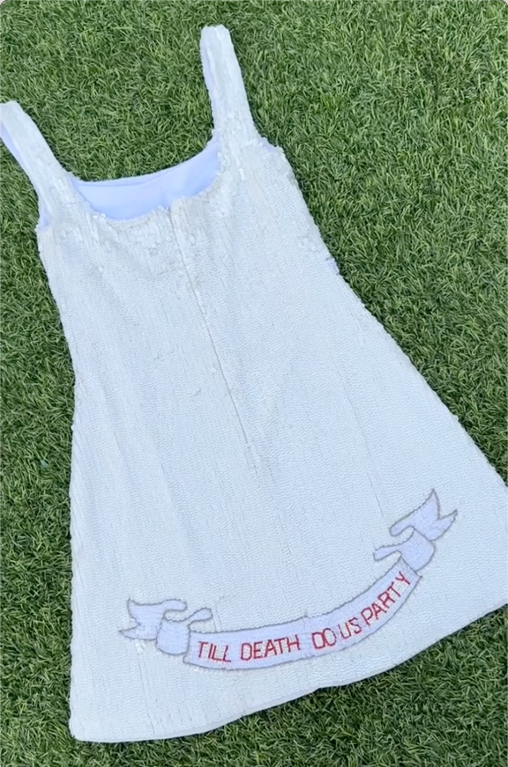 White Sequin Tarot Love Themed Mini Dress