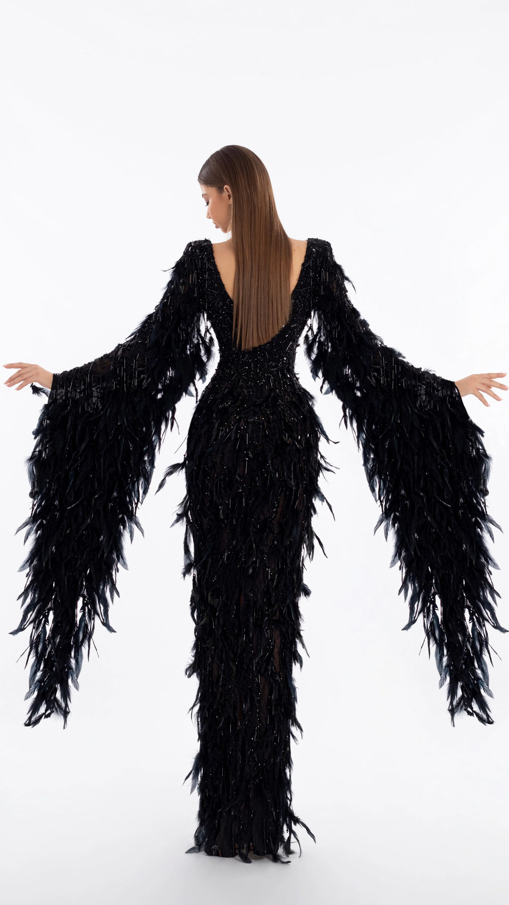 V-Neck Feather Dress