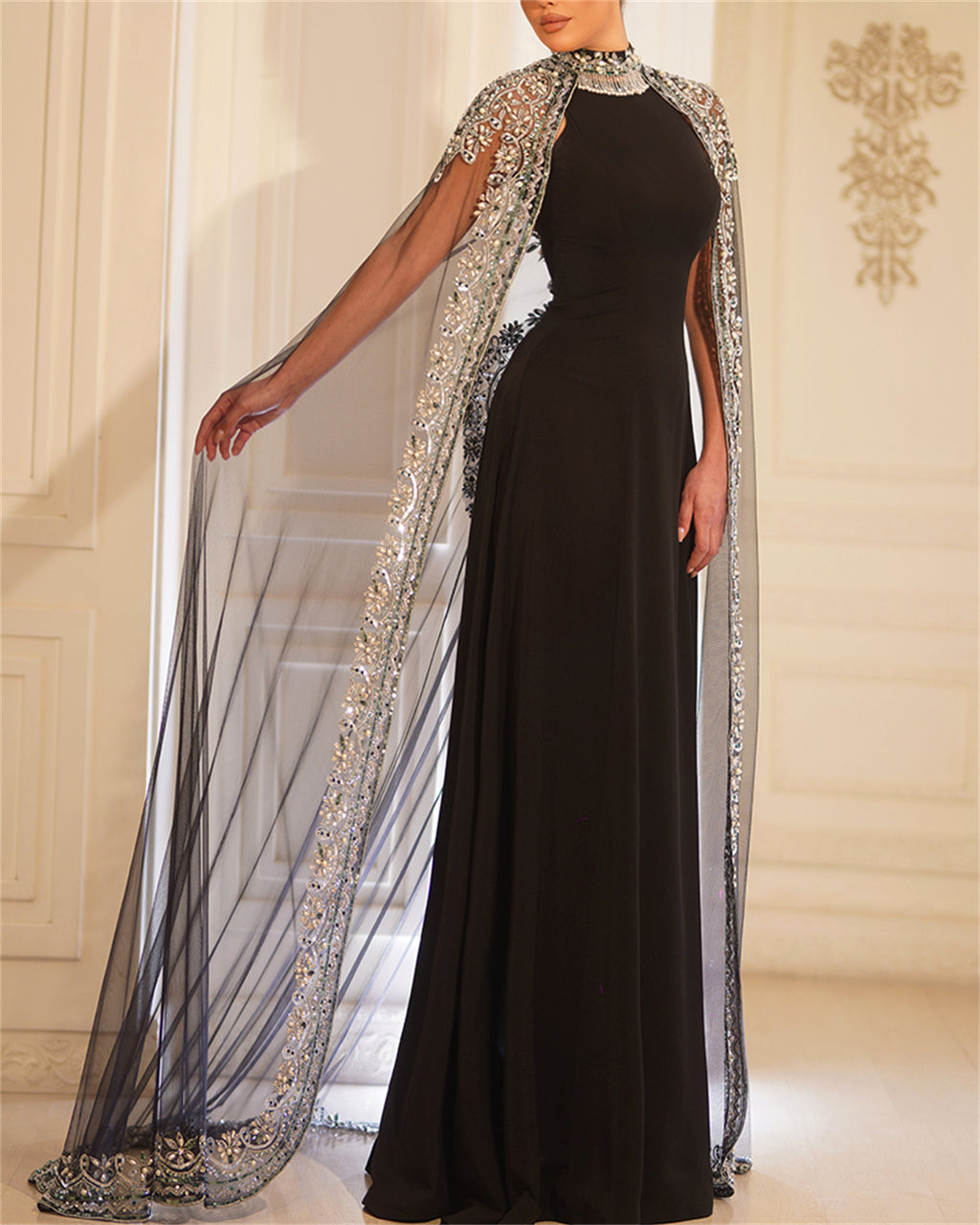 Women's Mesh Sequin Evening Dress