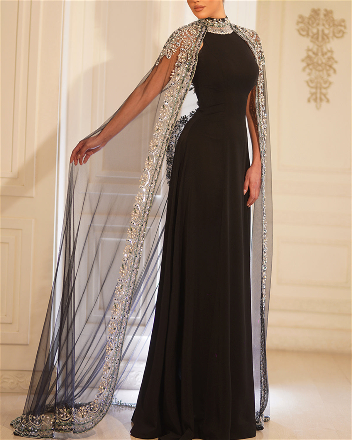 Women's Mesh Sequin Evening Dress