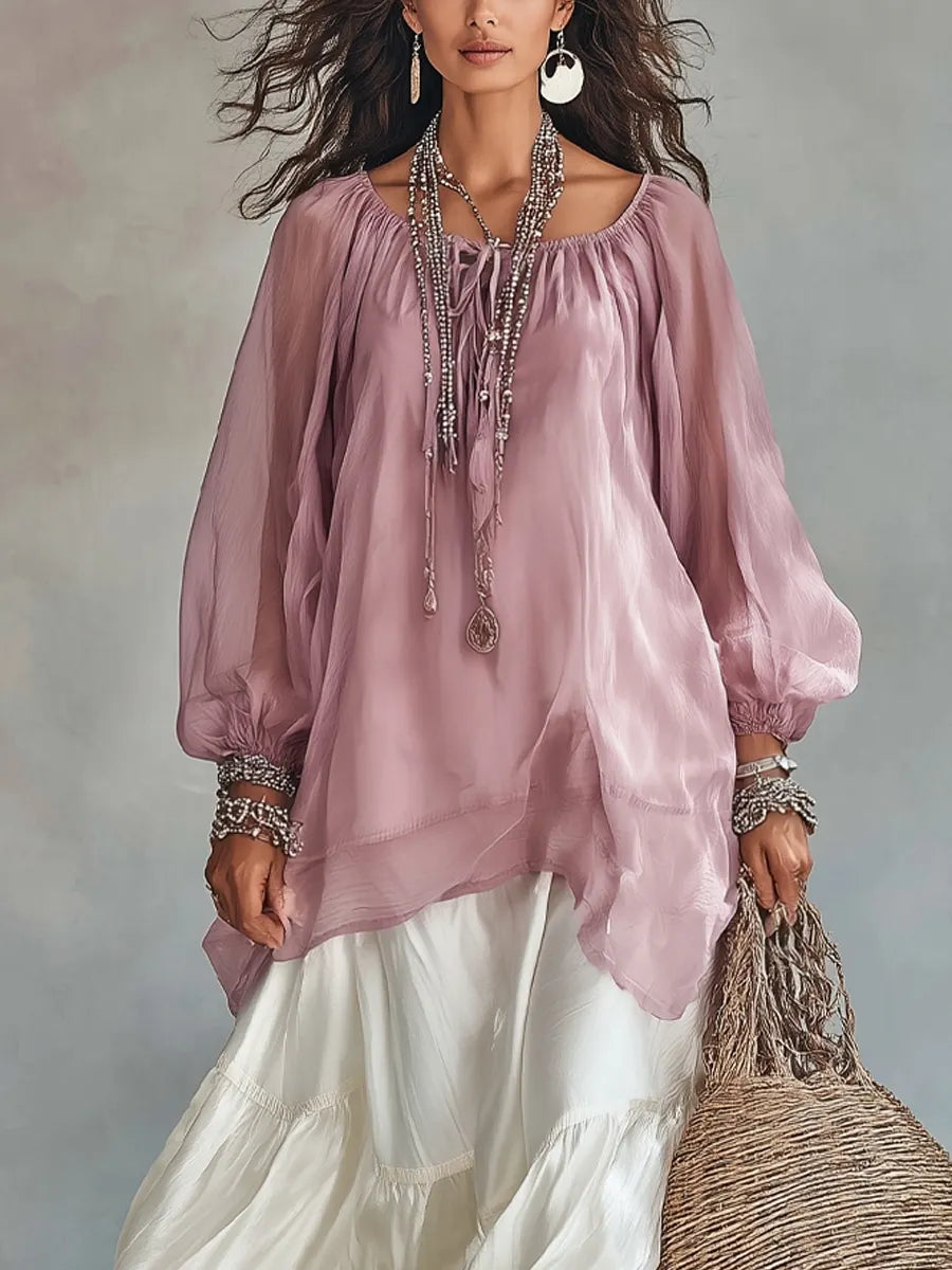 Bohemian Chiffon Top And Satin Skirt