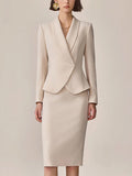 [24-hour shipping out]High-End Fashion Temperament Lapel Beige Suit