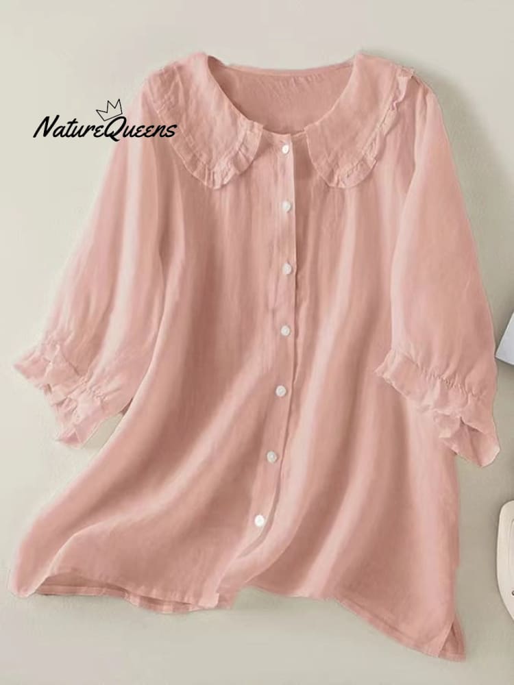 Women‘s Peter Pan Collar Cotton Shirt