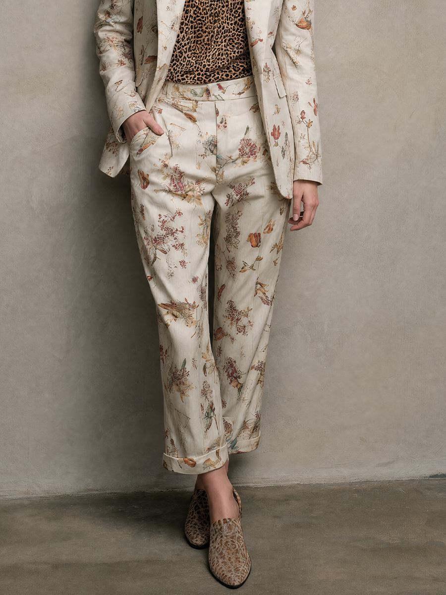 Eclectic Chic Floral Blazer & Straight Leg Pants Set