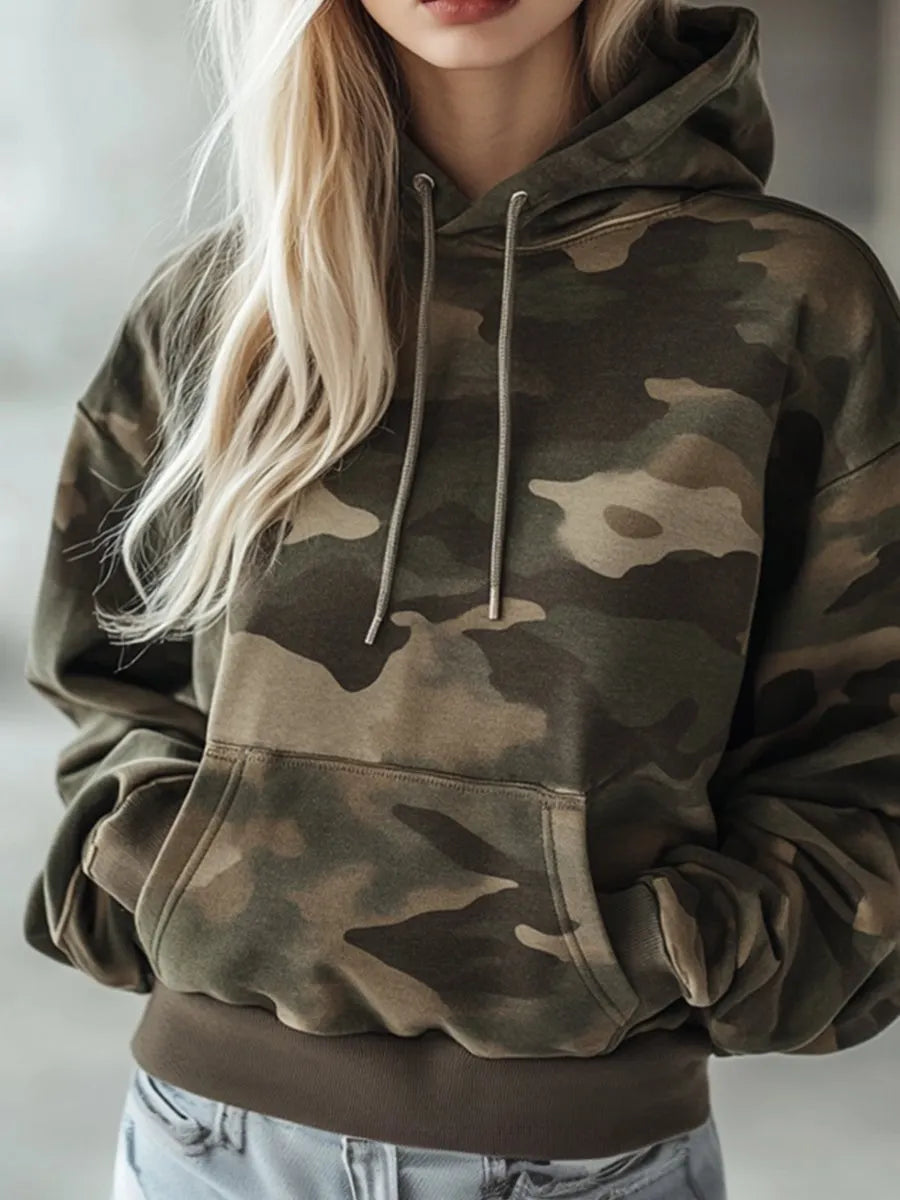 [24-hour shipping out]Vintage Casual Pocket Hooded Camouflage Sweatshirt
