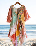 Vintage Summer Print Patchwork Dress 3803