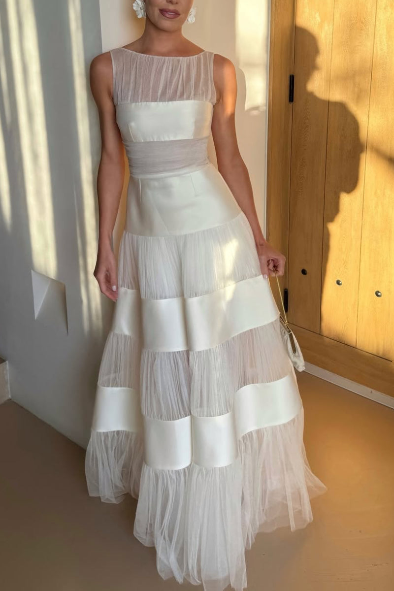 Women's Off-the-Shoulder Paneled Elegant Evening Dress