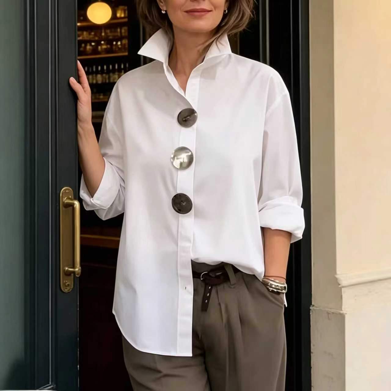 versized Shirt With Giant Silver Buttons